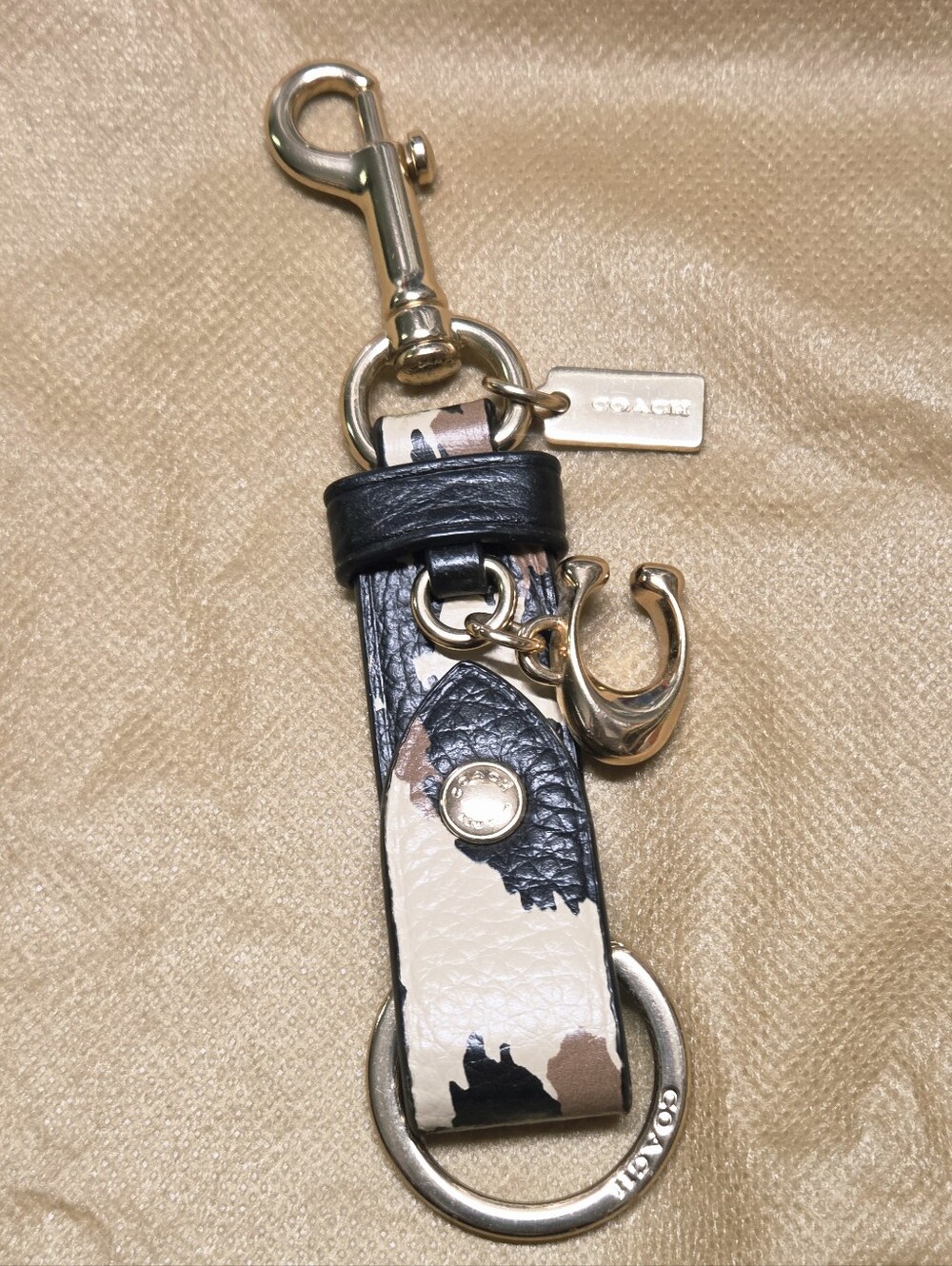 Coach Leopard Leather Keychain Charm